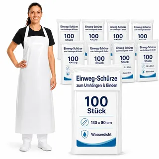 Einwegschürzen, 130 x 80 cm, Schutzkittel Einweg, PE Schürze, Wasserdicht - 130 x 80 cm