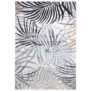 Mazovia Designteppich Modern Teppich für Wohnzimmer- Beige Creme mit Gold, 200 x 300 cm, Glänzende,Palmenzweige Feder,Modern,Höhe 10 mm,Weich,Pflegeleicht beige|braun 200 x 300 cm