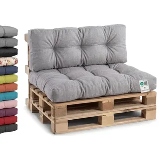 Gutekissen® Palettenkissen, Gartensofakissen, Gesteppte Kissen gefüllt mit granuliertem Poulirette-Schaum, viele Farben und Größen PPI (Sitzkissen 120x80, gesteppt Grau)