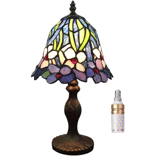 Kinbolas Tiffany Style 7 Zoll Tischlampe Buntglas Lampenschirme Kleiner Nachtlampe Antike Schreibtisch Licht Wohnzimmer Schlafzimmer Büro Vintage Art Deco Viktorianisch
