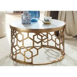 FineBuy Couchtisch FineBuy Sofatisch Echter Marmor Ø 60 cm Tisch Wohnzimmertisch Rund