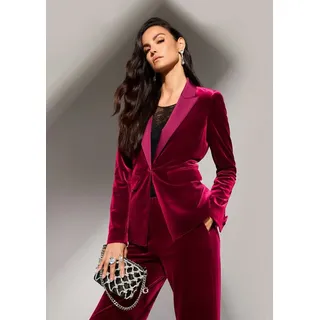 MADELEINE Kurzblazer Samtblazer mit Reverskragen Blazer mit Satin-Reverskragen, langärmelig, gefüttert rot 44