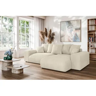 Ecksofa HOME AFFAIRE "LAKESIDE mit Bettfunktion und Bettkasten, B/T/H 257/166/84 cm", beige, B:256,5cm H:84cm T:166cm, 100% Polyester, Sofas, Ecksofa, L-Form, Recamiere beidseitig montierbar, mit Wellenunterfederung