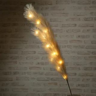 MARELIDA LED Federbüschel Pampasgras Dekozweig Leuchtzweig Wohnraumdeko H: 118cm khaki