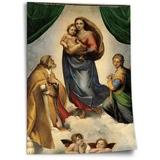Printistico Poster Raphael - Sixtinische Madonna Kunstdruck ohne Rahmen, Wandbild - A4, A3, A2, A1, A0, XXL - Wohnzimmer, Schlafzimmer, Küche, Deko