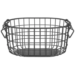 blomus Aufbewahrungskorb -KAGO- Aufbewahrungsbox, Gitterkorb, Organizer: moderner Drahtkorb (1 St), moderner Designfokus, Metall, Henkel zum Tragen, Stapelbar schwarz 21 cm x 14 cm x 29 cm