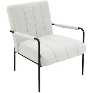 Svita Loungesessel KYLE Bouclé 70 x 80 x 75 cm Weiß