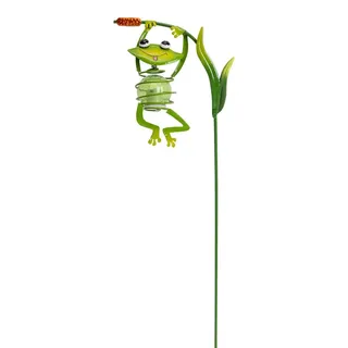 LED-Solar Erdspieß "FROSCH", Lampe für den Außenbereich im Romantik-Style, aus Metall und Kunststoff in grün, 15,3 x 6,5 x 66 cm, mit Diode –... - Grün