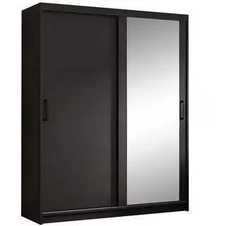 beautysofa Schwebetürenschrank HELA 160 x 204,5 x 60 cm Schwarz