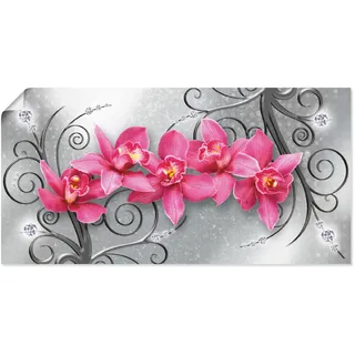 Artland "rosa Orchideen auf Ornamenten" Blumenbilder 1 Stk. tlg. als Alubild, Leinwandbild, Poster in verschied. Größen