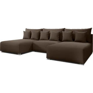 WOHNLANDSCHAFT Ederra U Braun Stoff 300/190/91 cm – großes Sofa mit Schlaffunktion