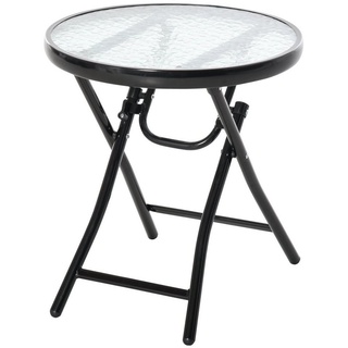 Outsunny Gartentisch Beistelltisch Bistrotisch mit Glasplatte klappbar Metall schwarz (Set, 1-St., runder Glastisch), Ø45 x 50H cm schwarz