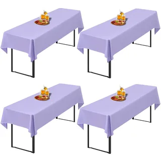 4 Stück Lavendel Biertisch Tischdecke universal für 50cm u.70cm Biertische Hussen für Biertisch, Blickdichte Polyester Biertischhussen Biertisch-Husse Rechteckige Tischdecken Waschbar-250x100cm