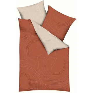 Wendebettwäsche KAEPPEL "JARO 100% Baumwolle", orange (terra), B/L: 200cm x 200cm, 1 Stk., 2 Stk., Mako-Satin, B/L: 70cm x 90cm & 70cm x 90cm, 3 Stk., Mako-Satin, Obermaterial: 100% Baumwolle, Bettwäsche, Wendebettwäsche, mit Markenreißverschluss, zeitloses Design, pflegeleicht