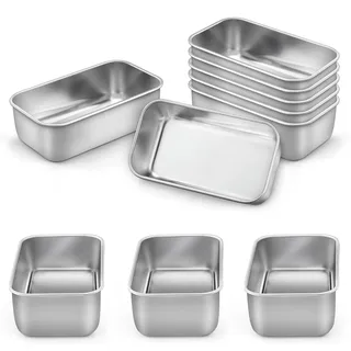 LIANYU Mini-Kastenform zum Backen von Brot, 10 Stück, Edelstahl, kleine Brotbackform für hausgemachten Hackbraten, Metall-Backform für Bananen-Sauerteig-Sandwich, spülmaschinenfest