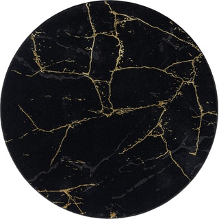 Teppich LEONIQUE "Juliet" Teppiche Gr. Ø 160 cm, 12 mm, 1 St., schwarz (black, gold) Esszimmerteppiche