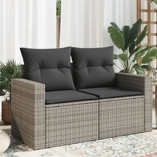 Festnight Gartensofa mit Stauraum Rattan Sofa 2 Sitzer Lounge Sofa Outdoor Sitzecke Balkon Sofa 2er Rattansofa 110 cm Balkon Lounge Klein Couch Gartenlounge Polyrattan Balkonmöbel Gartenmöbel