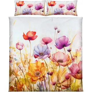Erwin Müller Bettwäsche Bettwäsche, Mako-Satin, Blumen bunt