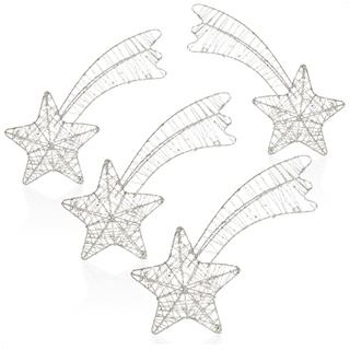 com-four® 4X Deko Sterne Weihnachten, Weihnachtsdekoration Stern aus Metall, weißer Weihnachtsstern als Aufhänger mit Glitzer