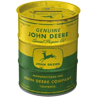 Nostalgic-Art Retro Spardose, 600 ml, John Deere – Special Purpose Oil – Geschenk-Idee für Traktor-Fans, Sparschwein aus Metall, Vintage Blech-Sparbüchse