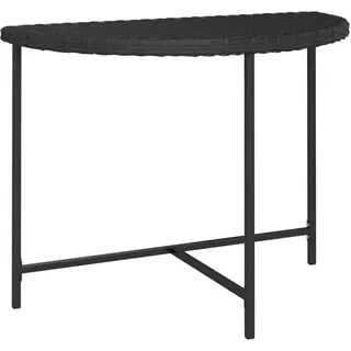 SDWEHO7 Garden Tisch Halbrund Wandtisch Beistelltisch aus PE Rattan 100x50x75 cm Gartentisch Halbtisch Halbrundtisch Wandkonsole Konsole Wand, Schwarz