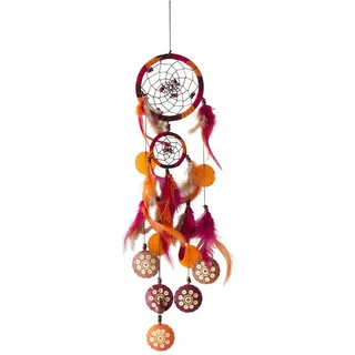 Saraswati Traumfänger "Coco" Leder rot/orange