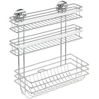 WENKO Turbo-Loc Küchenrollenhalter Trio - Befestigen ohne bohren, verchromtes Metall, 32.5 x 34 x 15 cm, Silber glänzend, 34 x 15 x 32.5 cm
