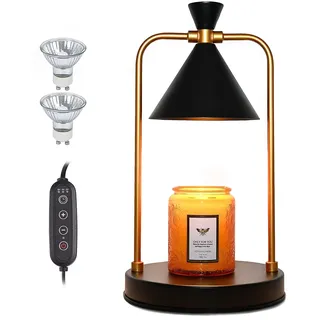 Kerzenwärmer Lampe mit Timer, Elektrische Duftlampe für Wachs, Candle Warmer Lamp Vintage Kerzenwärmer Aroma Diffuser Für Duftkerzen Im Glas, Zuhause, Schlafzimmer, Dekoration (Schwarz)