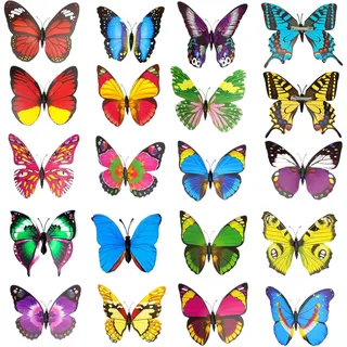 50 Stück Schmetterlinge Deko mit Clip, Bunte Schmetterlinge Deko mit Sicherheitsnadeln, Pvc Schmetterling Brosche, für Schlafzimmer, Wohnzimmer, BüRos, GäRten und Als Tischdekoration
