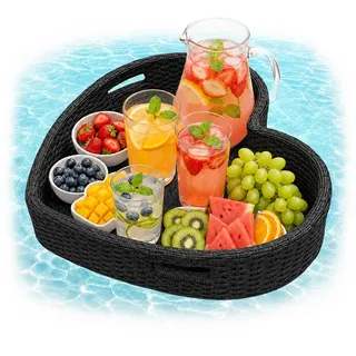 Relaxdays Schwimmtablett, Schwarz, Metall, Textil, 60x20x60 cm, Freizeit, Pools und Wasserspaß, Poolzubehör