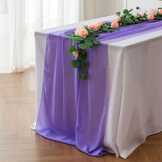Highdi Chiffon Tischläufer Modern Schiere Chiffon Tischdecke Läufer für Romantischer Hochzeits Geburtstagsfeier Braut Baby Shower (70x300CM,Lavendel lila)