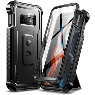 Dexnor Kompatibel mit Hülle Samsung Galaxy S10e, Eingebauter Displayschutz und Ständer, strapazierfähig, militärischer Schutz, stoßfest, Schutzhülle Kompatibel mit Samsung Galaxy S10e, Schwarz