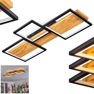 HOFSTEIN LED Deckenleuchte Pompu, dimmbare Deckenlampe aus Holz/Metall/Kunststoff in Natur/Schwarz/Weiß, Leuchte im skandinavischen Design, dimmbar über Lichtschalter, 3600 Lumen, 3000 Kelvin, 30 Watt