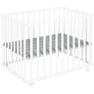 roba Laufgitter weiß, mit Einlage Little Stars, 74x100 cm, Babymöbel, Laufstall Baby
