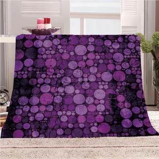 Wolldecken Flauschige Flanell Fleecedecke 130X150Cm Lila Kreisdruck Muster Wohndecken Kuscheldecken Für Kinder, Extra Dicke Warm Couch/Sofadecke, Kuschelig Weich & Pflegeleichte