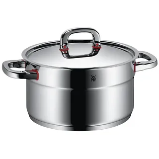 WMF Premium One Kochtopf groß 24cm, Metalldeckel mit Dampföffnung, Fleischtopf Induktion 5,6l, Cromargan Edelstahl poliert, Innenskalierung