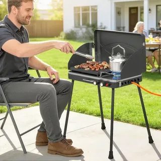 Outsunny Tragbarer Gasgrill 2 Brenner schwarz