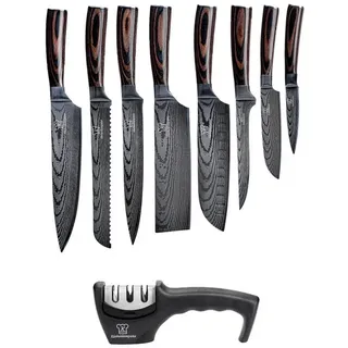 Küchenkompane Messer-Set Küchenkompane 9-tlg. Profi-Messerset inkl. Messerschärfer (9-tlg) braun