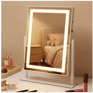Nettlife Schminkspiegel Beleuchtung 30x40cm Hollywood Spiegel LED Touch-Dimmer 3 Lichtmodi, dimmbar Kosmetikspiegel mit Licht für Tisch Vanity Mirror klein weiß