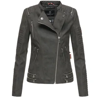 MARIKOO Damen Designer Übergangs Bikerjacke Kunstlederjacke Akikoo