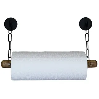 DEKAZIA Küchenrollenhalter ohne Bohren Holz Wandrollenhalter Papierrollenhalter, (Halter Küchenrolle Küchenpapierhalter), Selbstklebend Papierhalte Serviettenhalter schwarz
