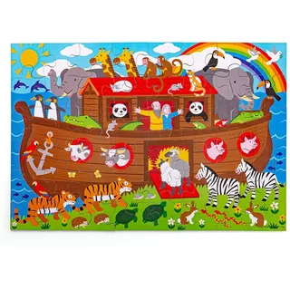 Bigjigs Toys Holzpuzzle Arche Noah, 48-teiliges Riesenpuzzle