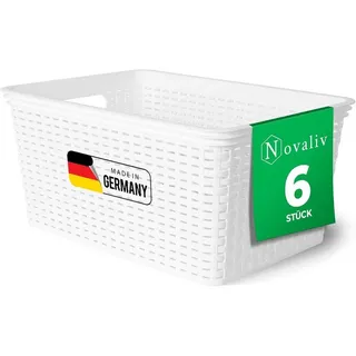 Novaliv Aufbewahrungskorb Rattan 6er Set 14 x 34 x 14 cm weiß