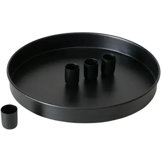 Kerzenleuchter Margo Matt Schwarz Rund Metall Magnetisch - 4 Verschiebbare Kerzenhalter - Kerzenständer Adventskranz Tischdekoration Adventsleuchter Ø 25cm