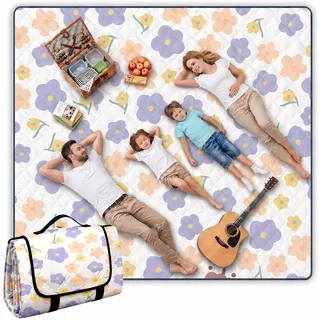 Picknickdecke Campingdecke, Picknickdecke Wasserdicht, mit Tragegriff, Tragbare Strandunterlage Outdoor Decke Picknickdecken für Park, Garten, Strand, Wandern, Reisen, 200 x 200cm, Hibiskusblüte