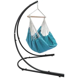 AMANKA Hängestuhl Hängestuhlgestell HSG-153 mit Hängestuhl HMG-40, 185 x 130 cm Hängesitz für Kinder und Erwachsene - 360° Relaxsessel blau