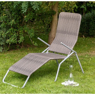 MERXX Gartenliege Syrakus XL, Stahl/Polyrattan, klappbar grau