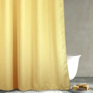 Popkozzi Gelber extra Langer Duschvorhang: 213 cm Waffelgewebe, strapazierfähiger Stoff, Duschvorhänge für Badezimmer, wasserabweisend, waschbar, Dickes Polyestergewebe, 183 x 214 cm Länge