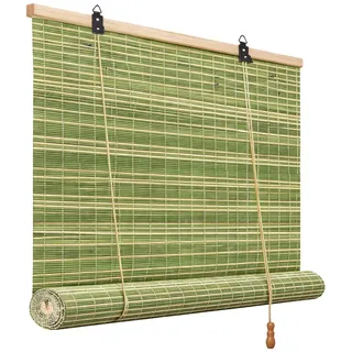 Grüne Bambusjalousien,Bambus-Rollo Natur,Sonnenschutz Bambusrollo Für Außen/Innen,Jalousine 60% Sonnenschutz Sichtschutz Rollo 90 95 105 115 120cm Breite Bambus Rollo Für Fenster(W50xH80cm/20x32in)