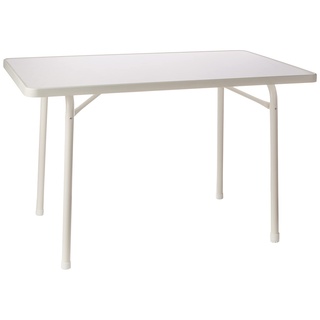 Sieger 120/W Garten-Klapptisch mit mecalit-Pro-Platte 115 x 70 cm, Stahlrohrgestell weiß, Tischplatte Marmordekor weiß
